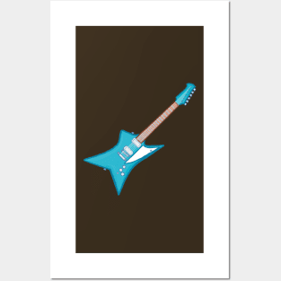 Electric blue guitar Posters and Art